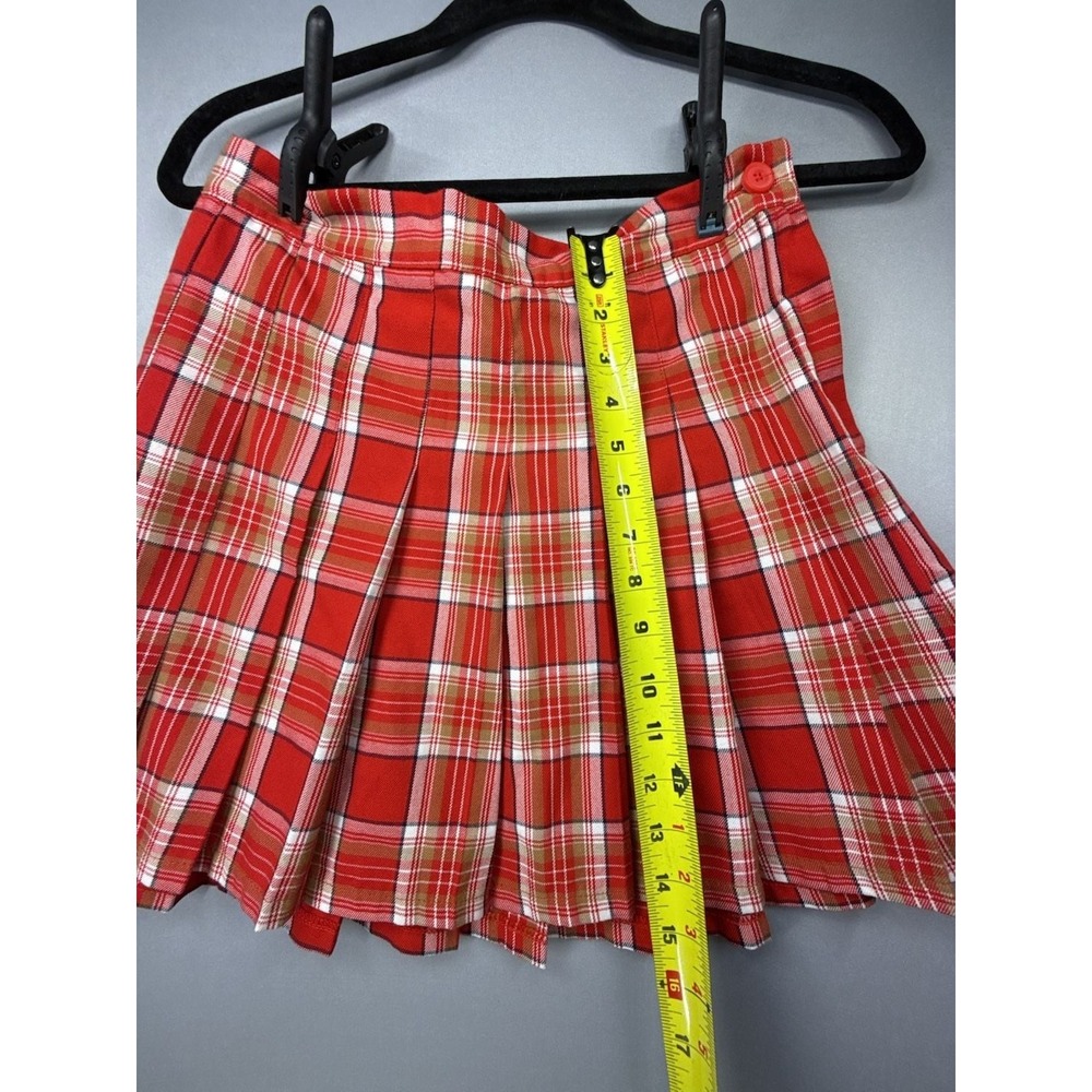 Aerie Y2K Women's Red Plaid Pleated Mini Skirt Size S - Picture 3 of 9